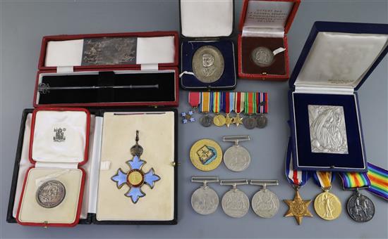 A First/Second World group of five medals to Surgeon Sub-Lieutenant D.E. Bedford, C.B.E. and other family awards